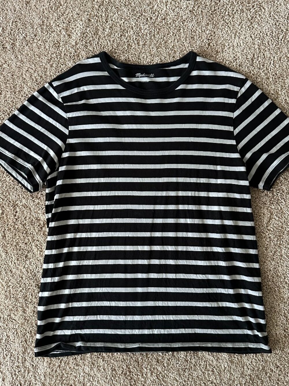 Madewell Striped Short Sleeve T-Shirt - Black - Size XL